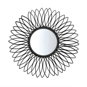 Handcrafted Metal Flower Wall <b>Mirror</b> With Golden Finish Modern Round Decorative <b>Mirror</b> For Bedroom Entryway & Bathroom - Product Image 2