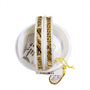 Brazalete de concha blanca de oro macizo de 22 quilates para mujer, joyería nupcial tradicional de Bengala, auténtico conjunto Shakha. - Product Image 1