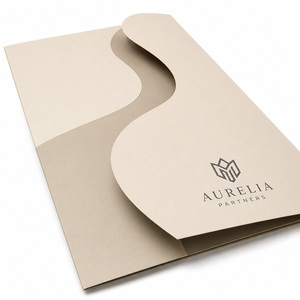 Customize Size Scratchproof Lamination Embossed Debossed Business Card Slot <b>Paper</b> File Document Presentation Folder - Product Image 1