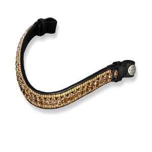 Diadema para Caballo de Cuero Negro Premium de Alta Calidad, con Forma Curva y Cadena de Cristales Dorados Brillantes de Marca, Venta al Por Mayor - Product Image 4