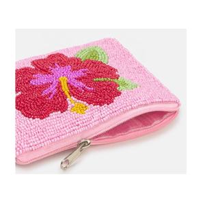Handmade Beaded Mini <b>Coin</b> <b>Purse</b> with Hibiscus Flower Design Eco-Friendly Durable Zipper Closure for Women <b>Coin</b> Collectors - Product Image 2