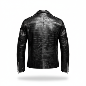 Veste en cuir pour homme de qualité supérieure, motif croco noir, véritable peau d'agneau, vente en gros, style élégant et tendance, coupe ajustée - Product Image 2