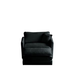 Poltrona Moderna Nera in Ciniglia con Poggiapiedi per Soggiorno, Club, Camera da Letto, Lettura - Elegante Poltrona in Ciniglia - Product Image 4