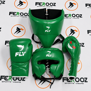 Kit de Boxeo Personalizado de Cuero Vacuno Genuino Amarillo para Sparring, Guantes Ajustables con Cordones, Protector de Cabeza e Ingle - Product Image 6