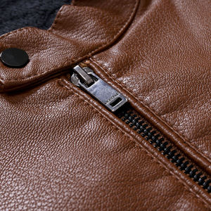 OEM <b>Men's</b> High Quality Cow Skin Genuine Leather <b>Jacket</b> Stand Collar with <b>Letter</b> Pattern Winter Biker Leather <b>jacket</b> for <b>men</b> - Product Image 4