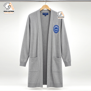 Greek Clothing Apparel Zeta Phi Beta Long Cardigan Gray Embroidered Logo Women's <b>Plus</b> <b>Size</b> Casual <b>Sweater</b> Winter 100% Polyester - Product Image 4