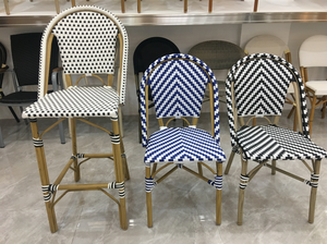 French Style Aluminum <strong>Ratan</strong> Bistro <strong>Chair</strong> for Cafe Restaurant Outdoor - Product Image 2