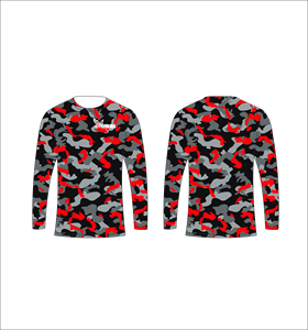 T-shirt à manches longues camouflage rouge personnalisé, tissu respirant, performance tactique, entraînement, vêtements de sport athlétiques - Product Image 1