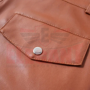 Shorts en cuir marron de couleur unie, ajustables, coupe ample, extensibles, qualité supérieure, vêtements de mode entièrement personnalisés, fabriqués au Pakistan - Product Image 5