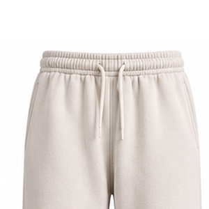 Pantalones de chándal personalizados de forro polar crema, de pierna ancha, con cintura elástica y cordón, de corte holgado y bajo recto, informales para descanso, al por mayor - Product Image 4