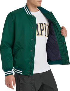 <b>Men's</b> Red Varsity <b>Jacket</b> Solid Color Button Closure Turn-down Collar Casual Style Autumn Wear Regular Fit Polyester Material - Product Image 6