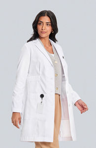 Women White Woven Lab <b>Coat</b> Cotton Hospital Uniform 3 Pocket Snap Closure Medical <b>Doctor</b> <b>Coat</b> - Product Image 2