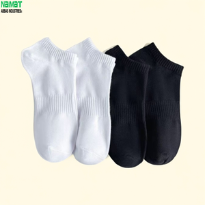 NAIMAT <b>Men's</b> Ankle <b>Socks</b> 100% Cotton Solid <b>White</b> Black Breathable Knitted Daily Wear Summer <b>Socks</b> - Product Image 2