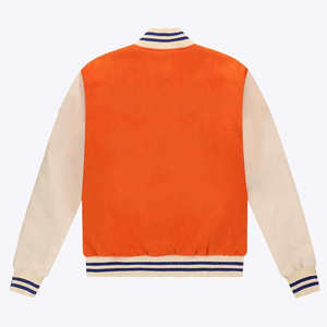Veste universitaire unisexe orange avec manches, col montant, coupe classique, en laine, coupe-vent, respirante, pour l'hiver - Product Image 3