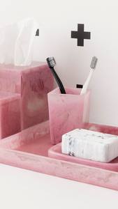 Ensemble de salle de bain de luxe en résine artisanale pour la décoration intérieure, distributeur de savon, gobelet et plateau de qualité supérieure avec finition brillante - Product Image 3