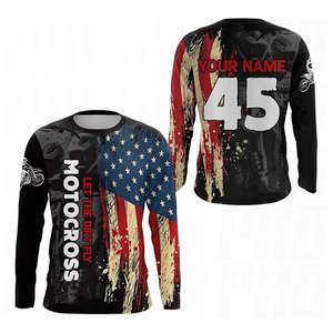 Maillot de motocross personnalisé, maillot de course drapeau américain pour hommes, femmes, chemise de moto tout-terrain, maillot de moto pour adultes et enfants - Product Image 1