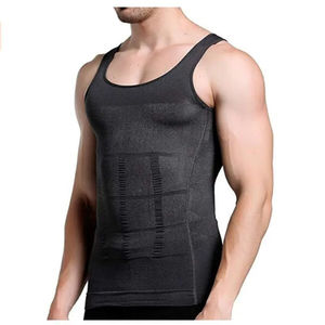 <b>Men's</b> Burgundy Compression Tank Top O-Neck Sporty Style Quick Dry Knitted Solid Color Gym <b>Singlet</b> Custom Design <b>Men</b> Gym Workout - Product Image 2