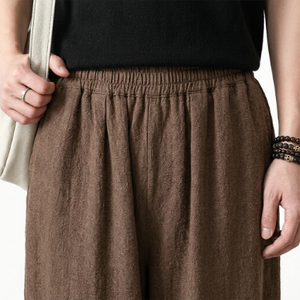 2026 New Simple Solid Color Mid Waist Breathable <b>Trouser</b> Fleece Loose Wide-Leg <b>Drawstring</b> Closure Linen Front Casual <b>Trousers</b> - Product Image 4