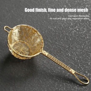 New Arrival Gold Metal Tea Strainer With Fine Mesh And <b>Hook</b> Handle For Loose Leaf Brewing Kitchen <b>Tool</b> - Product Image 4