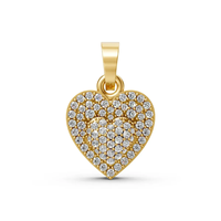 Pendentif romantique pour femme en or 14 carats avec diamant de laboratoire double couche en forme de cœur taille brillant, certifié IGI, 0,32 carat