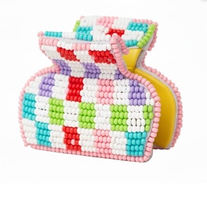 Fashion Seed <b>Beads</b> & <b>Plastic</b> Resin Customizable Hair Clip Embroidery Design Luxury Colorful Hair Accessory Jewelry - Product Image 3