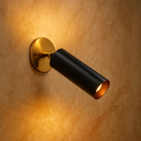 Applique murale moderne réglable, base cylindrique en laiton noir, luminaire spot en métal poli