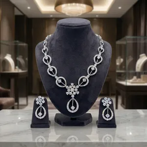 Juego de Collar y Pendientes de Diamantes Cultivados en Laboratorio con Certificación IGI, Oro Blanco de 18K, Joyería Fina de Lujo, Regalo para Novia, Boda o Fiesta - Product Image 6