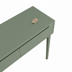 Table console ronde moderne en chêne massif avec 2 tiroirs, meubles de salon écologiques pour les espaces modernes - Product Image 6