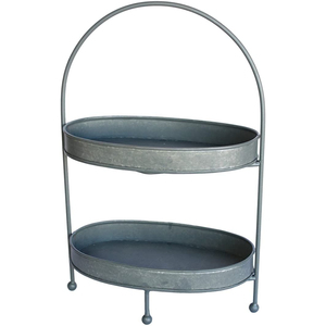 Durable 3-Tier Galvanized Metal Serving Stand With Star Handle Rustic Farmhouse Style Iron Tiered Tray For Desserts <b>Cupcake</b> - Product Image 4