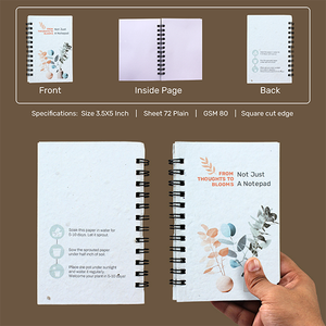 Bloc de Notas BioQ Ecológico de Papel Plantable con Semillas B7 |   Cuaderno Espiral de 72 Páginas, Papelería Sostenible |   Regalo Corporativo Ecológico - Product Image 3