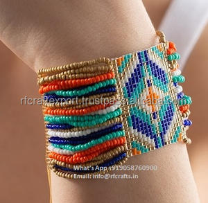 Pulsera de brazalete de tortuga con cuentas de semillas de cristal de moda de la India por RF Crafts Christian Charm Earrings Style - Product Image 3