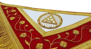 Delantal de Alto Sacerdote del Capítulo del Arco Real, Rojo con Corona Dorada, Delantal de Regalia de la Francmasonería, Hecho a Medida Según Sus Deseos - Product Image 2