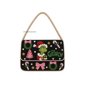 Bolso de hombro bordado a mano, diseño de rayas rosas con cuentas, bolso de moda con una sola correa, bolso personalizado para mujer para la temporada navideña - Product Image 5