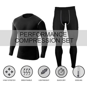 Ensemble de compression unisexe 2 pièces, col ras du cou, longueur intégrale, anti-transpiration, respirant, séchage rapide, pour le yoga 2026 - Product Image 5