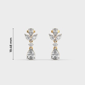 Pendientes de Diamantes con Corte de Pera, Chapados en Oro de 18K, Diseño de Flor con Engaste de Garras, Joyería de Lujo para Bodas - Product Image 5