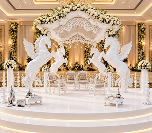 Nouveau Mandap de Mariage Moderne et Rêveur en Forme de Cheval Volant, pour Événements Intérieurs, Pégase Royal de Luxe en Fibre de Verre, Taille Personnalisée, Royaume-Uni - Product Image 2