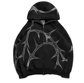 เสื้อสเวตเตอร์มีฮู้ดไซส์ใหญ่พิเศษสำหรับผู้ชายเสื้อผ้าแนวสตรีทประดับพลอยเทียมออกแบบได้ตามที่ต้องการทุกแบบ - Product Image 3