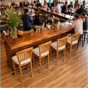 Solid Teak ArchTeak Designer Counter <b>Stool</b> Modern Backless Luxury Upholstered Cushion High Chair Restaurant Bar <b>Dining</b> - Product Image 6