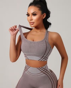 Womens Seamless Activewear 2 Piece Set Engineered Knit Bra and Silhouette Contouring Leggings Tight Sport Yoga Suit Tracksuit - Product Image 1