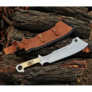 Custom Handmade J2 Steel Chef Cleaver <b>Knife</b> 10.5 Blade" Full Tang Fixed Blade Ambidextrous <b>Kitchen</b> Chopper Stag Horn Handle - Product Image 1
