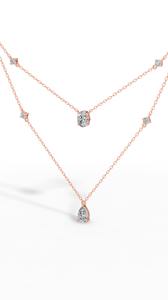 Collar Delicado de Varias Capas con Colgante Minimalista de Diamantes Cultivados en Laboratorio, Corte Pera, Ovalado y Redondo, Oro de 14K, Incoloro, VVS, Multidiamantes - Product Image 2