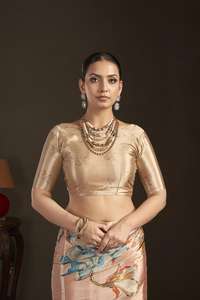 Sari indien durable prêt-à-porter avec chemisier cousu, en crêpe de soie à imprimé numérique floral, vente en gros pour l'exportation - Product Image 6