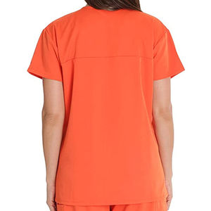 Ensemble de blouses médicales orange pour femmes, col en V, manches courtes, pantalon uniforme, vêtements de travail d'hôpital, coton et polyester tissé, Roxy Sports - Product Image 4
