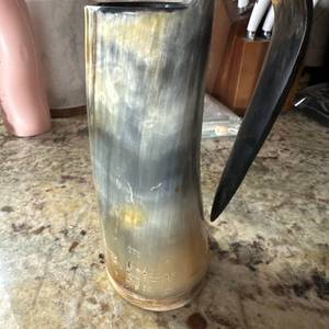 Buffalo Horn Eco-Friendly Handmade <b>Drinking</b> Mug with <b>Stand</b>-Traditional Nordic Folk Art Beverage Set - Product Image 4