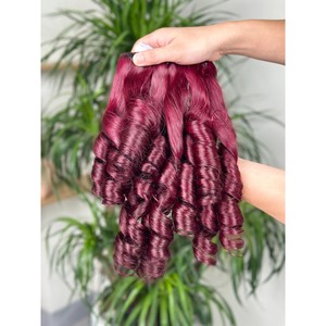 Cierre de Encaje Rizado Funmi Rojo Borgoña 4x4 Pulgadas, Cabello Humano Virgen Vietnamita Doble Trama a Máquina, Encaje HD 99J - Product Image 3