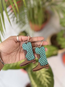 Porte-clés en cuir fait main à prix de gros, couleur turquoise, en forme de botte, boucles d'oreilles porte-clés, vente chaude, porte-clés légers - Product Image 5