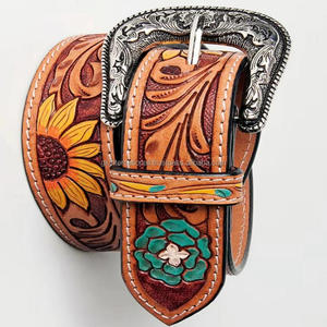 เข็มขัดหนัง Cowhide แท้แบบเต็มลายตะวันตกแฟชั่นคลาสสิกทําด้วยมือแกะสลักเข็มขัดหนังหนังดิบพร้อมส่ง - Product Image 6