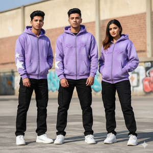 Sudadera con capucha y cremallera personalizada al por mayor, de alta calidad, 100% algodón, felpa francesa, con apliques de diamantes de imitación y bordados. - Product Image 2
