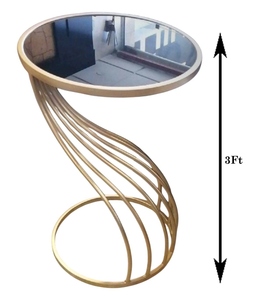 Mauro Ferretti Flush Round Side Table Gold Steel <b>Frame</b> Black Glass Top Modern Luxury Accent Table for Living Room - Product Image 5