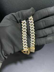 สร้อยคอเงินแท้ 925 ชุบทอง ประดับเพชรโมอิสซาไนต์ แบบ Cuban Link  ฝังเพชรเต็มเส้น รับรองโดยผู้ตรวจสอบอิสระ เครื่องประดับฮิปฮอปสำหรับทุกเพศ - Product Image 6